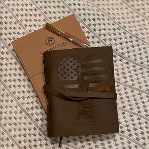 NWT Sovereign Brown Leather Travelers Journal Set with Pen
